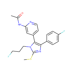 CSc1nc(-c2ccc(F)cc2)c(-c2ccnc(NC(C)=O)c2)n1CCCF ZINC000064527946