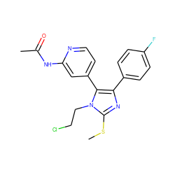 CSc1nc(-c2ccc(F)cc2)c(-c2ccnc(NC(C)=O)c2)n1CCCl ZINC000064526977