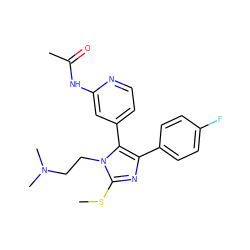 CSc1nc(-c2ccc(F)cc2)c(-c2ccnc(NC(C)=O)c2)n1CCN(C)C ZINC000013586227