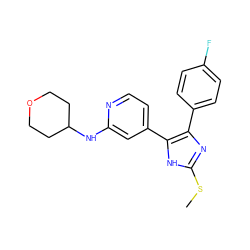 CSc1nc(-c2ccc(F)cc2)c(-c2ccnc(NC3CCOCC3)c2)[nH]1 ZINC000040411804