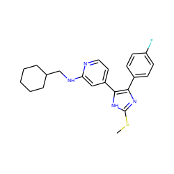 CSc1nc(-c2ccc(F)cc2)c(-c2ccnc(NCC3CCCCC3)c2)[nH]1 ZINC000040934335