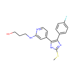 CSc1nc(-c2ccc(F)cc2)c(-c2ccnc(NCCCO)c2)[nH]1 ZINC000040936338