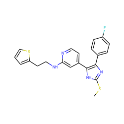 CSc1nc(-c2ccc(F)cc2)c(-c2ccnc(NCCc3cccs3)c2)[nH]1 ZINC000040412196