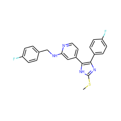 CSc1nc(-c2ccc(F)cc2)c(-c2ccnc(NCc3ccc(F)cc3)c2)[nH]1 ZINC000040414243