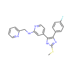 CSc1nc(-c2ccc(F)cc2)c(-c2ccnc(NCc3ccccn3)c2)[nH]1 ZINC000040936145