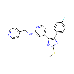 CSc1nc(-c2ccc(F)cc2)c(-c2ccnc(NCc3ccncc3)c2)[nH]1 ZINC000040980563