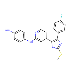 CSc1nc(-c2ccc(F)cc2)c(-c2ccnc(Nc3ccc(N)cc3)c2)[nH]1 ZINC001772582640