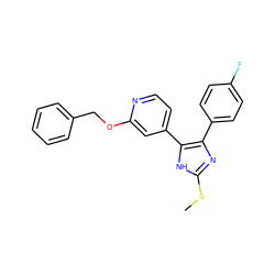 CSc1nc(-c2ccc(F)cc2)c(-c2ccnc(OCc3ccccc3)c2)[nH]1 ZINC000040414502