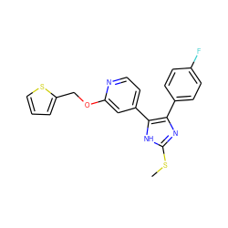 CSc1nc(-c2ccc(F)cc2)c(-c2ccnc(OCc3cccs3)c2)[nH]1 ZINC000040936322