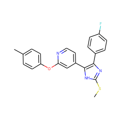 CSc1nc(-c2ccc(F)cc2)c(-c2ccnc(Oc3ccc(C)cc3)c2)[nH]1 ZINC000040412582