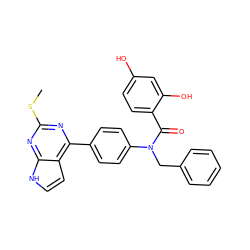 CSc1nc(-c2ccc(N(Cc3ccccc3)C(=O)c3ccc(O)cc3O)cc2)c2cc[nH]c2n1 ZINC000653678275