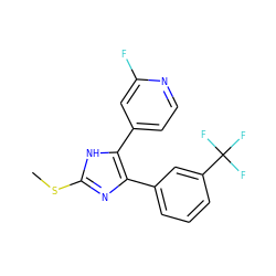 CSc1nc(-c2cccc(C(F)(F)F)c2)c(-c2ccnc(F)c2)[nH]1 ZINC000040972476