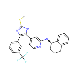 CSc1nc(-c2cccc(C(F)(F)F)c2)c(-c2ccnc(N[C@@H]3CCCc4ccccc43)c2)[nH]1 ZINC000040420756