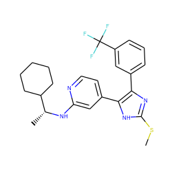 CSc1nc(-c2cccc(C(F)(F)F)c2)c(-c2ccnc(N[C@H](C)C3CCCCC3)c2)[nH]1 ZINC000040919127