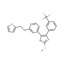 CSc1nc(-c2cccc(C(F)(F)F)c2)c(-c2ccnc(NCc3ccco3)c2)[nH]1 ZINC000040409683