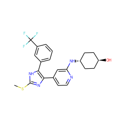 CSc1nc(-c2ccnc(N[C@H]3CC[C@H](O)CC3)c2)c(-c2cccc(C(F)(F)F)c2)[nH]1 ZINC000261136205