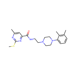 CSc1nc(C)cc(C(=O)NCCN2CCN(c3cccc(C)c3C)CC2)n1 ZINC000064512373