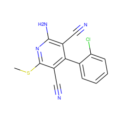 CSc1nc(N)c(C#N)c(-c2ccccc2Cl)c1C#N ZINC000019939982