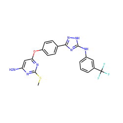 CSc1nc(N)cc(Oc2ccc(-c3n[nH]c(Nc4cccc(C(F)(F)F)c4)n3)cc2)n1 ZINC000068199950