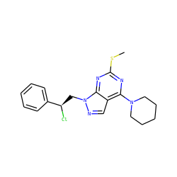 CSc1nc(N2CCCCC2)c2cnn(C[C@@H](Cl)c3ccccc3)c2n1 ZINC000013589901