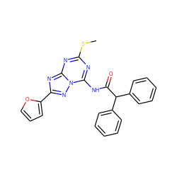 CSc1nc(NC(=O)C(c2ccccc2)c2ccccc2)n2nc(-c3ccco3)nc2n1 ZINC000049068073