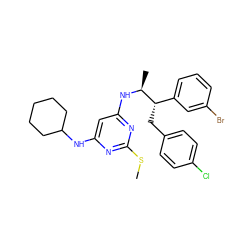 CSc1nc(NC2CCCCC2)cc(N[C@@H](C)[C@@H](Cc2ccc(Cl)cc2)c2cccc(Br)c2)n1 ZINC000043118581