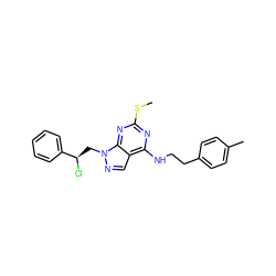 CSc1nc(NCCc2ccc(C)cc2)c2cnn(C[C@@H](Cl)c3ccccc3)c2n1 ZINC000028862038