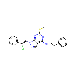 CSc1nc(NCCc2ccccc2)c2cnn(C[C@@H](Cl)c3ccccc3)c2n1 ZINC000013589909