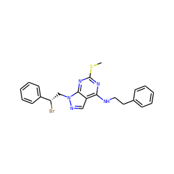 CSc1nc(NCCc2ccccc2)c2cnn(C[C@H](Br)c3ccccc3)c2n1 ZINC000040405559