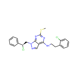 CSc1nc(NCCc2ccccc2Cl)c2cnn(C[C@@H](Cl)c3ccccc3)c2n1 ZINC000028862016