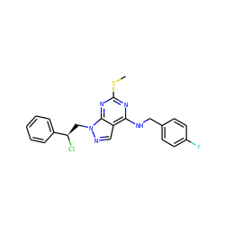 CSc1nc(NCc2ccc(F)cc2)c2cnn(C[C@@H](Cl)c3ccccc3)c2n1 ZINC000028862091