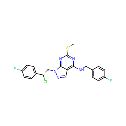 CSc1nc(NCc2ccc(F)cc2)c2cnn(C[C@H](Cl)c3ccc(F)cc3)c2n1 ZINC000040916236