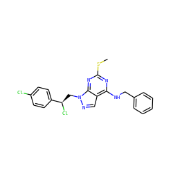 CSc1nc(NCc2ccccc2)c2cnn(C[C@@H](Cl)c3ccc(Cl)cc3)c2n1 ZINC000028862097