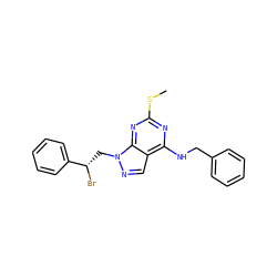 CSc1nc(NCc2ccccc2)c2cnn(C[C@H](Br)c3ccccc3)c2n1 ZINC000040404686