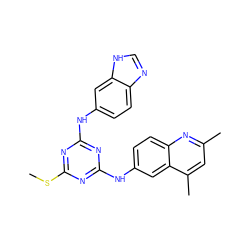 CSc1nc(Nc2ccc3nc[nH]c3c2)nc(Nc2ccc3nc(C)cc(C)c3c2)n1 ZINC000098081942