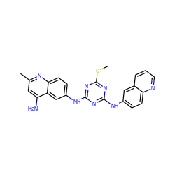 CSc1nc(Nc2ccc3ncccc3c2)nc(Nc2ccc3nc(C)cc(N)c3c2)n1 ZINC000103187796