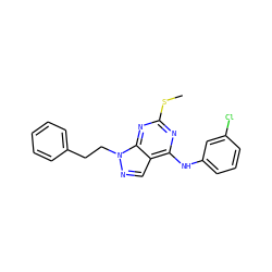 CSc1nc(Nc2cccc(Cl)c2)c2cnn(CCc3ccccc3)c2n1 ZINC000072123020