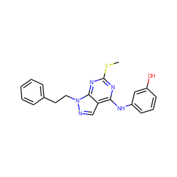 CSc1nc(Nc2cccc(O)c2)c2cnn(CCc3ccccc3)c2n1 ZINC000299869511