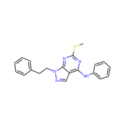 CSc1nc(Nc2ccccc2)c2cnn(CCc3ccccc3)c2n1 ZINC000299869062