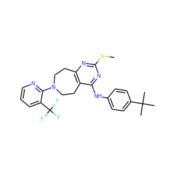 CSc1nc2c(c(Nc3ccc(C(C)(C)C)cc3)n1)CCN(c1ncccc1C(F)(F)F)CC2 ZINC000144872459