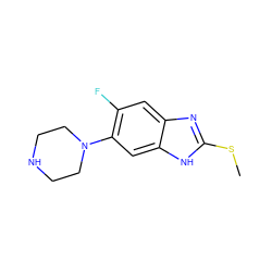 CSc1nc2cc(F)c(N3CCNCC3)cc2[nH]1 ZINC000029048527