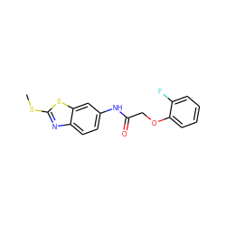 CSc1nc2ccc(NC(=O)COc3ccccc3F)cc2s1 ZINC000002658045