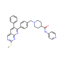 CSc1ncc2cc(-c3ccccc3)c(-c3ccc(CN4CCC(C(=O)Nc5ccncc5)CC4)cc3)nc2n1 ZINC000029037181