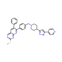 CSc1ncc2cc(-c3ccccc3)c(-c3ccc(CN4CCC(c5cc(-c6ccncc6)[nH]n5)CC4)cc3)nc2n1 ZINC000029037185