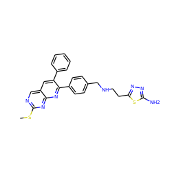 CSc1ncc2cc(-c3ccccc3)c(-c3ccc(CNCCc4nnc(N)s4)cc3)nc2n1 ZINC000028980042