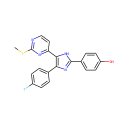 CSc1nccc(-c2[nH]c(-c3ccc(O)cc3)nc2-c2ccc(F)cc2)n1 ZINC000299832542