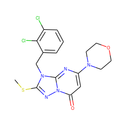 CSc1nn2c(=O)cc(N3CCOCC3)nc2n1Cc1cccc(Cl)c1Cl ZINC000084619693