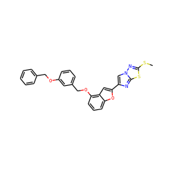 CSc1nn2cc(-c3cc4c(OCc5cccc(OCc6ccccc6)c5)cccc4o3)nc2s1 ZINC000653773168