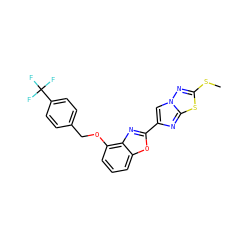 CSc1nn2cc(-c3nc4c(OCc5ccc(C(F)(F)F)cc5)cccc4o3)nc2s1 ZINC000653672873