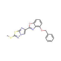 CSc1nn2cc(-c3nc4c(OCc5ccccc5)cccc4o3)nc2s1 ZINC000653762252